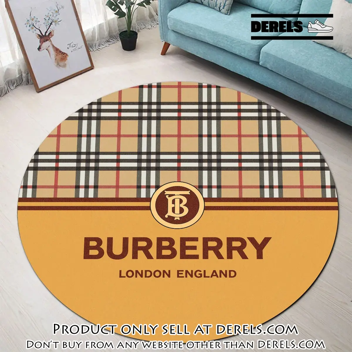 Burberry london england orange luxury brand fashion round rug carpet home decor special gift dr2045611